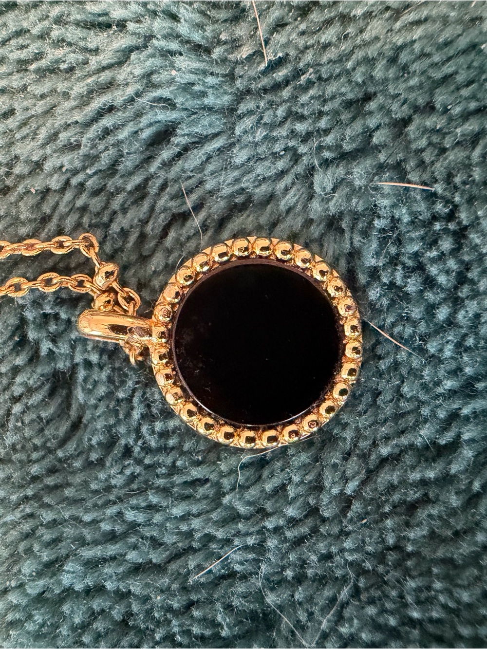 Gold-Tone Black Circle Pendant Necklace - Elegant Women's Jewelry